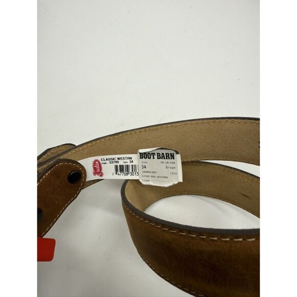 Justin Belt Mens 34 Classic Western Leather Made in USA Boot Barn Stitching - Picture 3 of 6